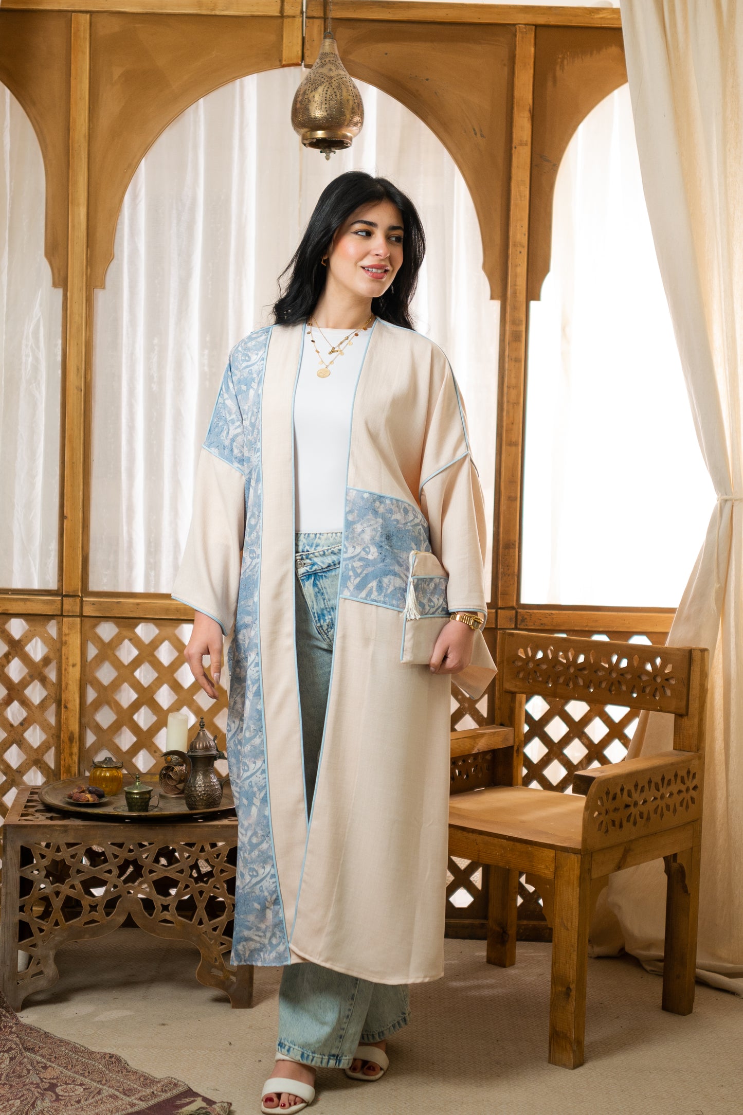 Linen Arabic Letters Kaftan