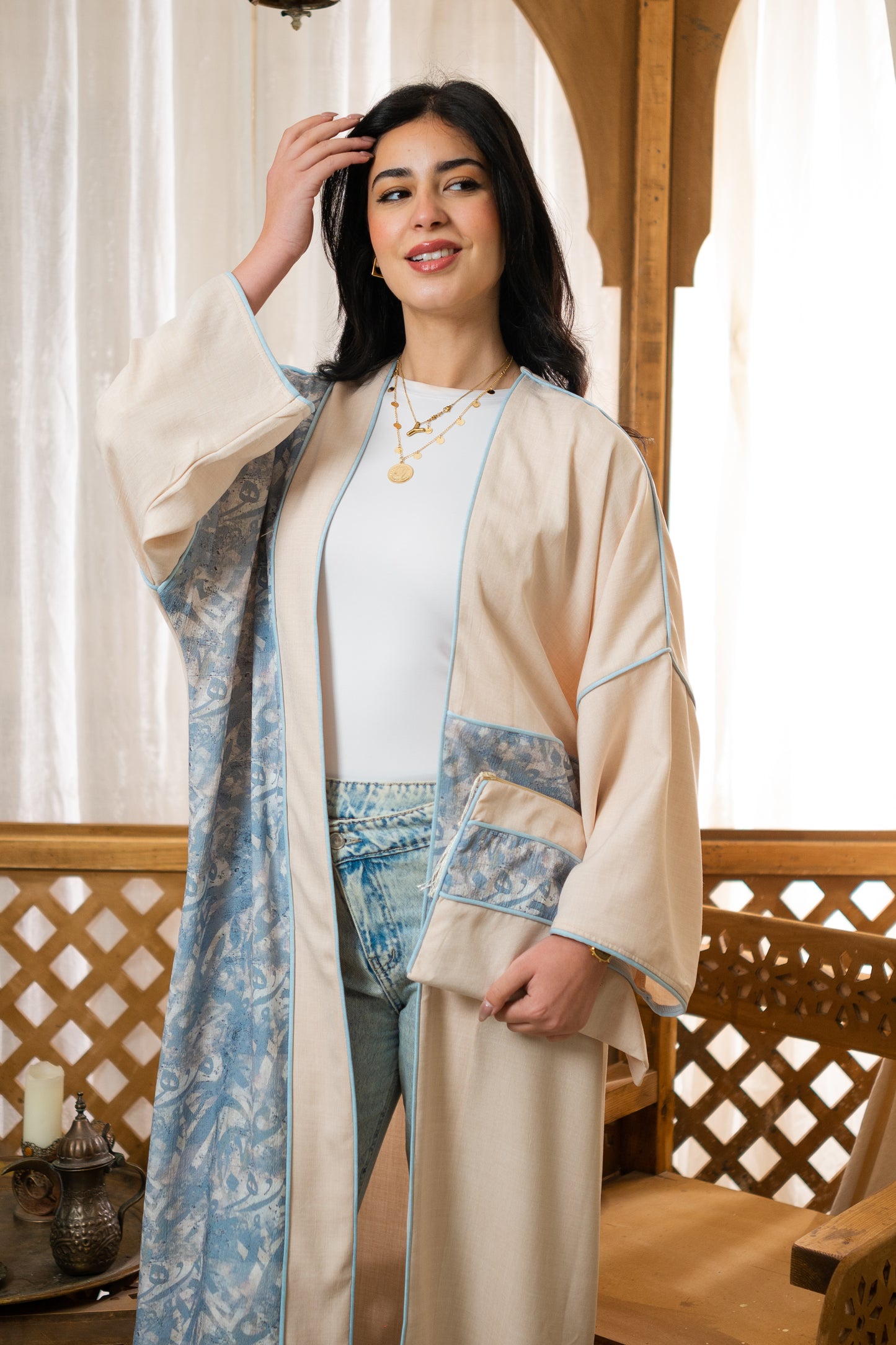 Linen Arabic Letters Kaftan