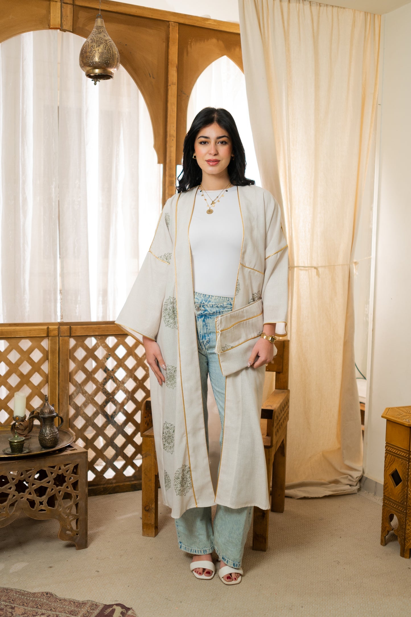 Circle Linen Kaftan - Beige