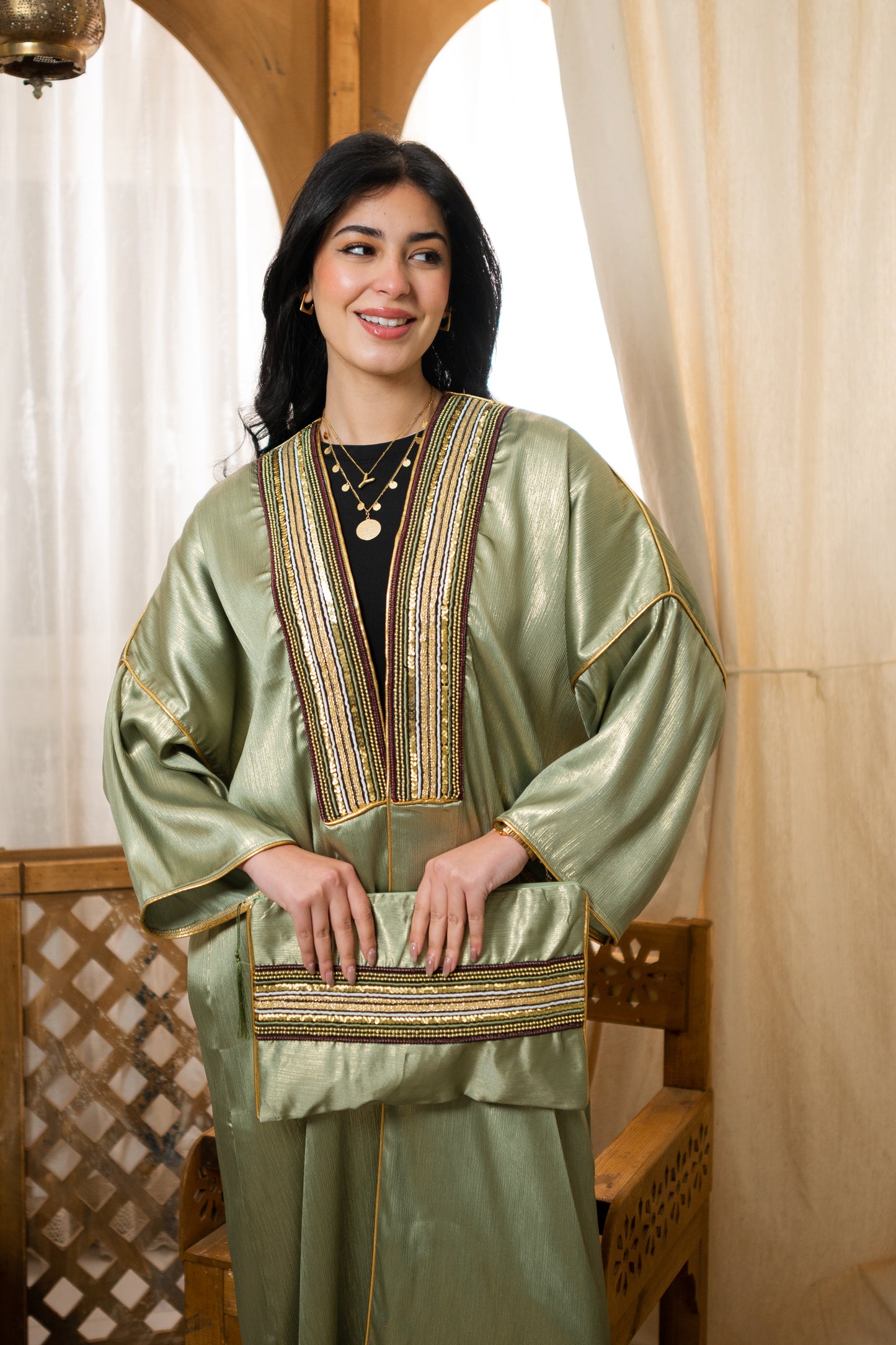 Shinny Kaftan - Green