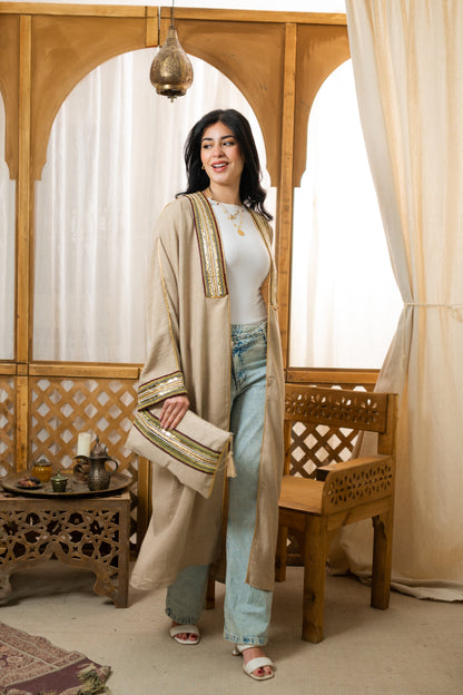 Indian Linen kaftan - Beige