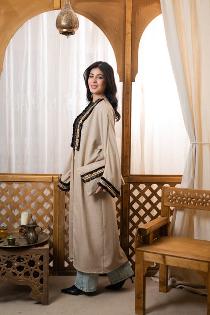 Linen Dots Kaftan - Beige