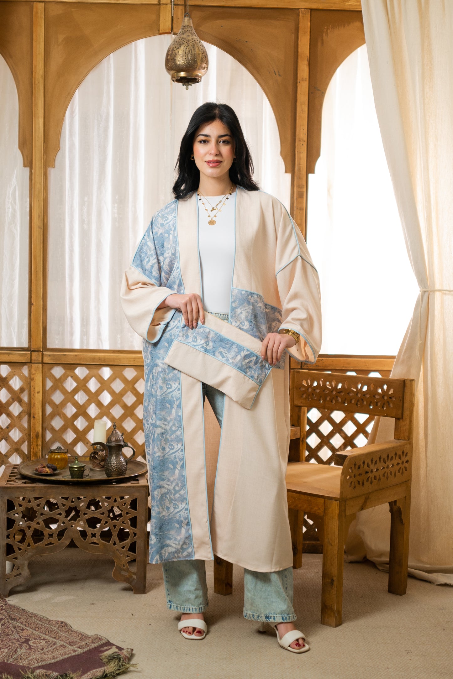 Linen Arabic Letters Kaftan