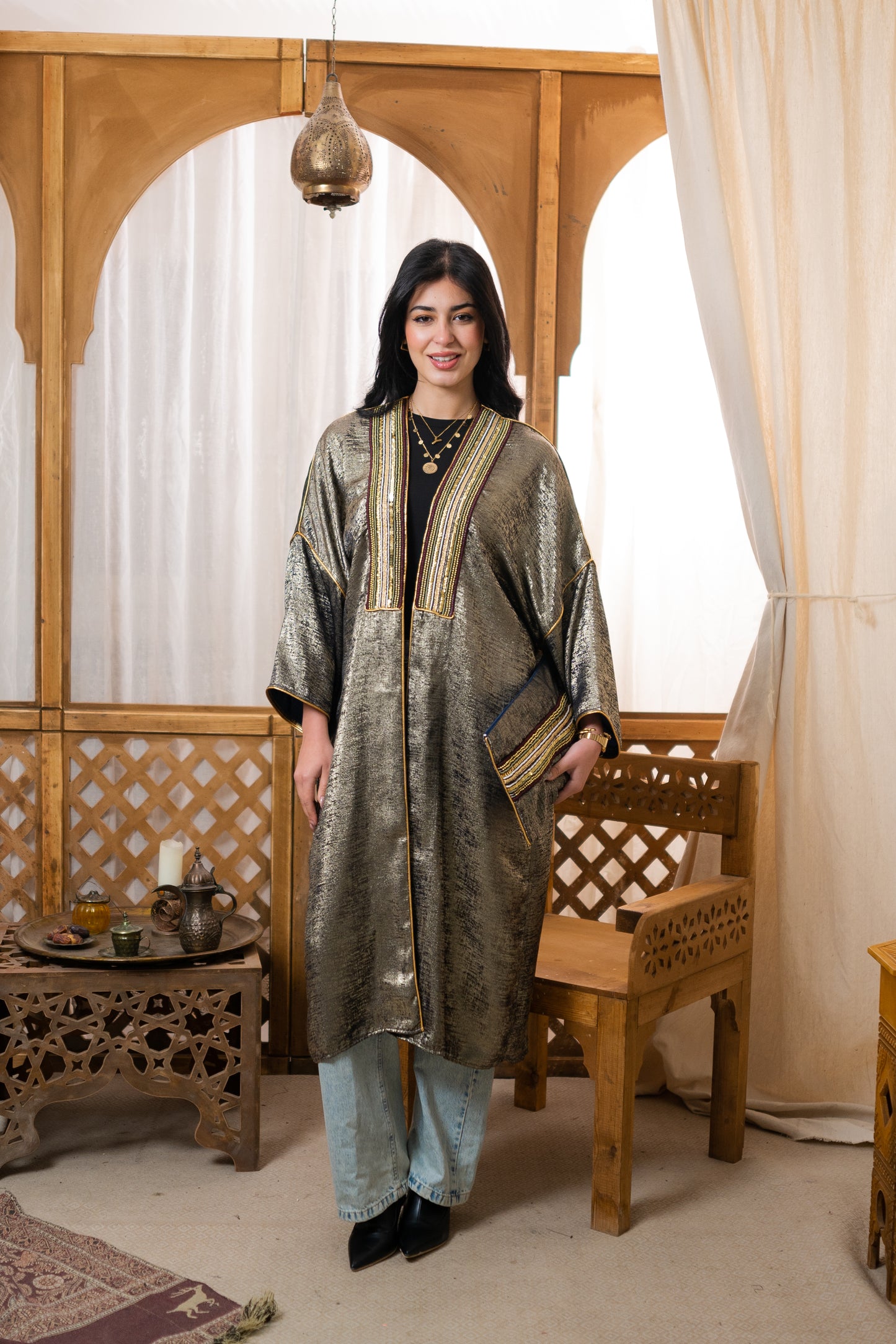 Shinny kaftan - Grey