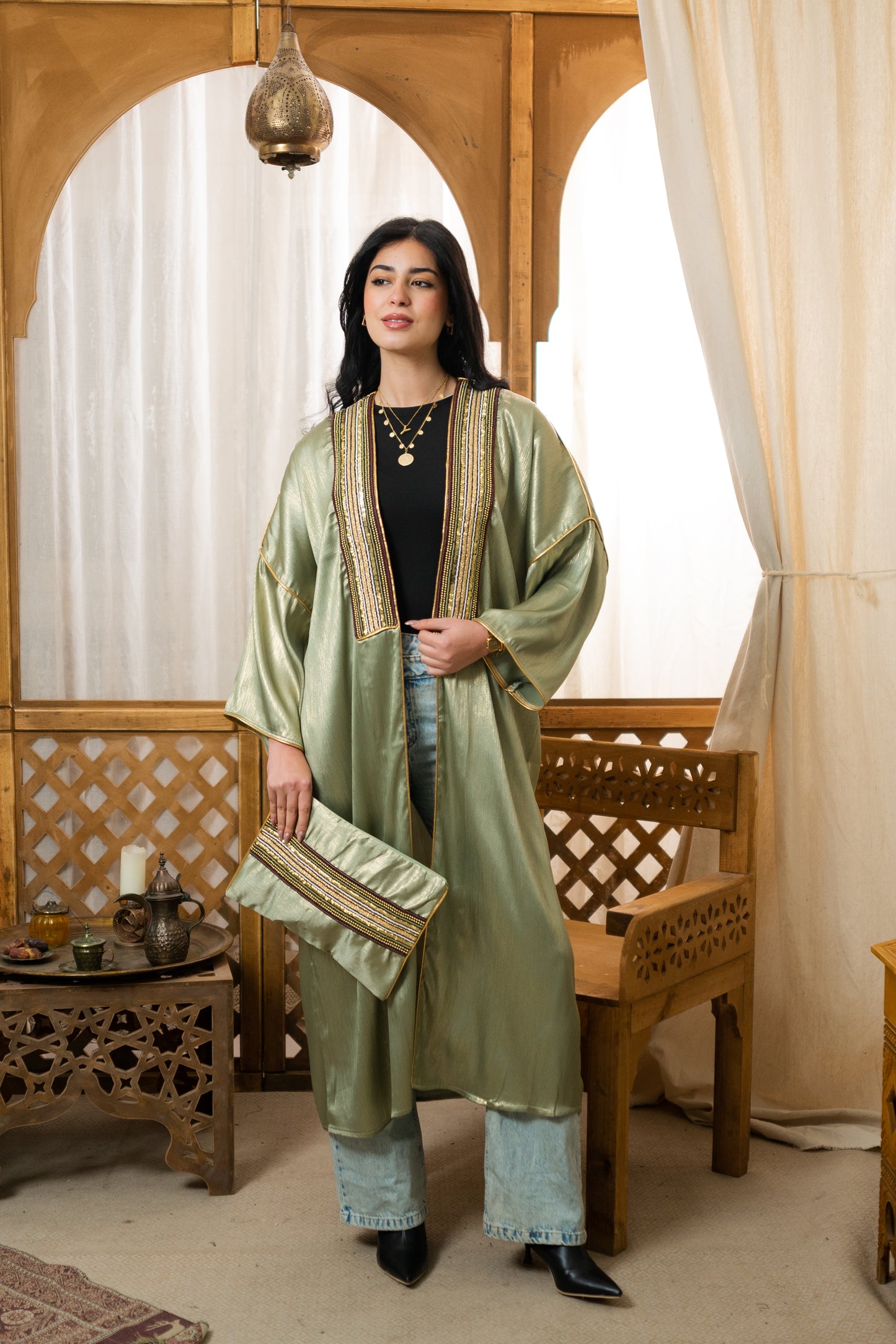 Shinny Kaftan - Green