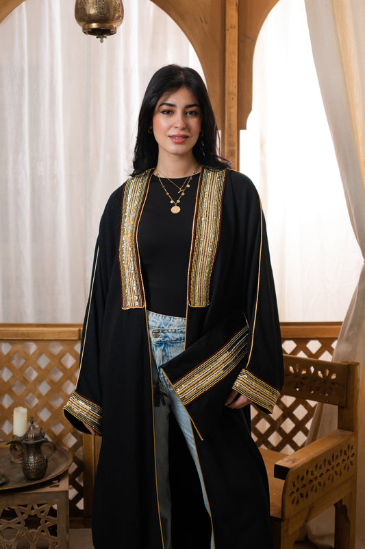 Indian Linen Kaftan - Black