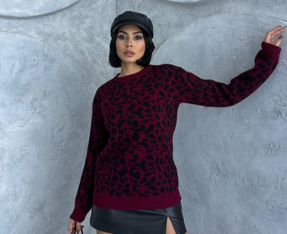 Leopard Burgundy Pullover